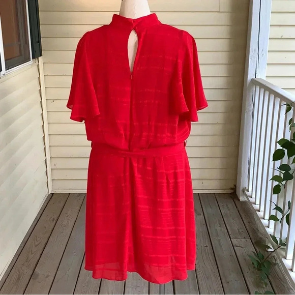 Lane Bryant Dress Women’s Plus Size 26W Red Fit & Flare Flutter Sleeve Flowy NWT - Picture 2 of 13